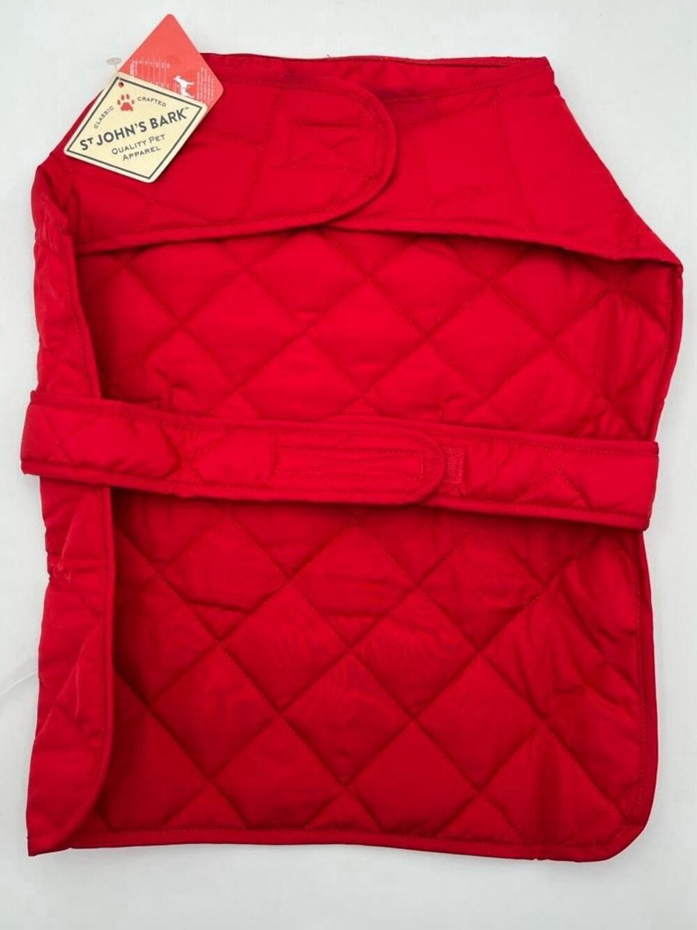 NEW WITH TAGS St John's Bark Dog Coat Jacket Large Red Quilted Waterproof Pet
